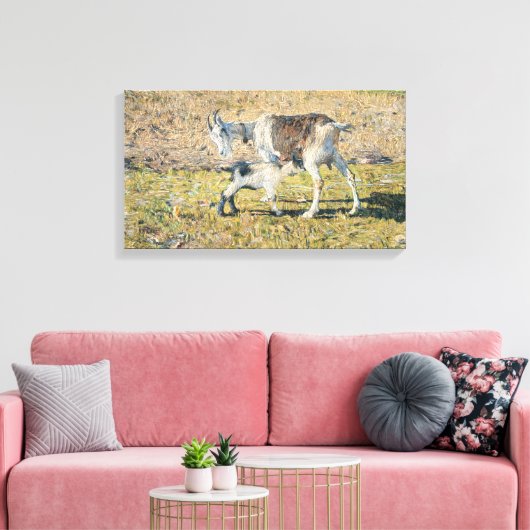 Moeder Geit met haar Jong Kind (door Segantini) Canvas Afdruk (Insitu (Woonkamer))