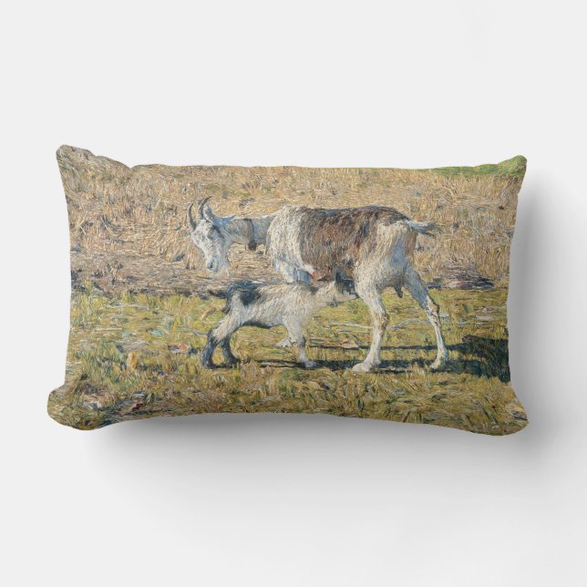 Moeder Geit met haar Jong Kind (door Segantini) Kussen (Voorkant)