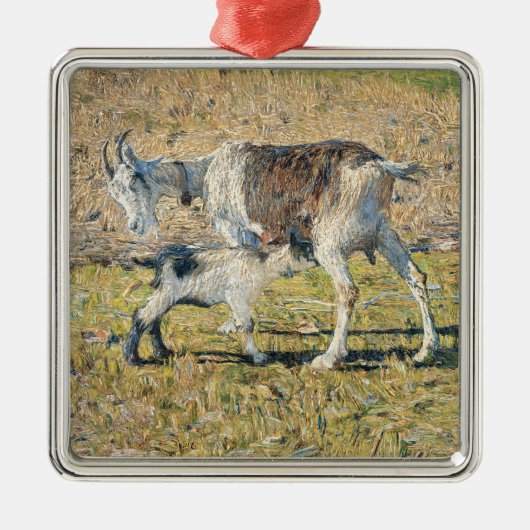 Moeder Geit met haar Jong Kind (door Segantini) Metalen Ornament (Voorkant)