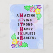 MOEDER, gelukkig, liefhebbend, geweldig, sterk | V Briefkaart (Voorkant)