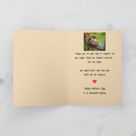 Moeder Gelukkige Moederdag Lovebirds Vogelkunst Feestdagen Kaart (Binnen)