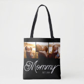 Moeder Gemaakte Script Zwart 3 Foto Tote Bag (Voorkant)