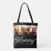 Moeder Gemaakte Script Zwart 3 Foto Tote Bag (Achterkant)