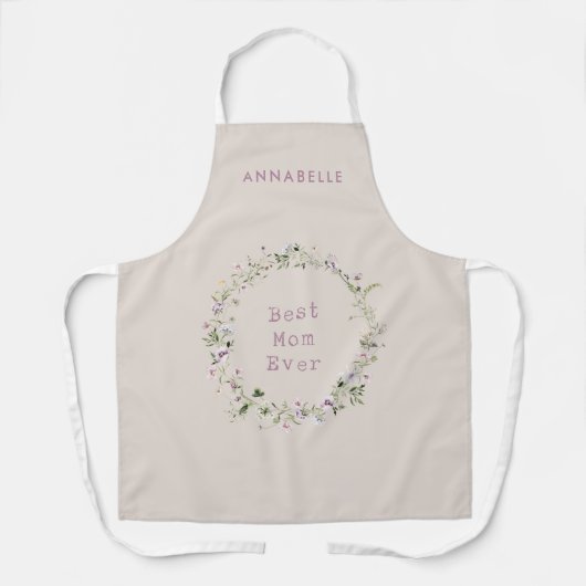 Moeder geschenk girly bloemenkrans elegante delica schort (Voorkant)