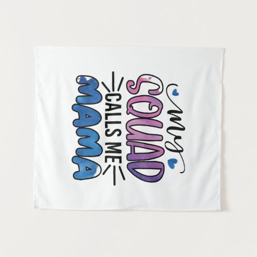 Moeder Geschenk Mijn Squad Noemt Me Mama Wandkleed (Voorkant (horizontaal))