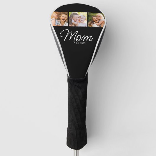 Moeder Gestart Script Zwart 3 Foto Golfheadcover (Voorkant)