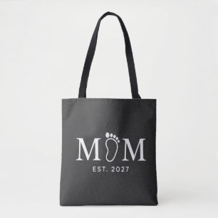 Moeder Gesticht 2027 Baby Voetafdruk Cadeau voor Tote Bag