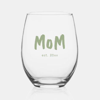 Moeder Gesticht Sage Groene Typografie Nieuwe Moed Wijnglas Zonder Voet
