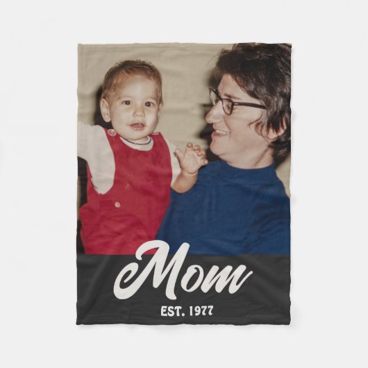Moeder Gesticht Zwarte Groovy Script Foto Fleece Deken (Voorkant)