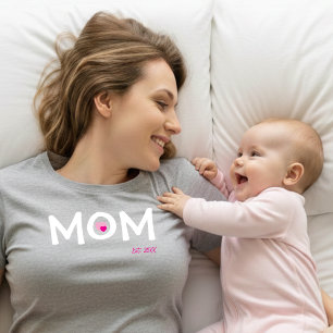 Moeder Gevestigd Dubbel Genest Roze Hart T-Shirt