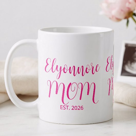 Moeder Gevestigd Roze Script Naam Koffiemok