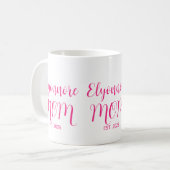 Moeder Gevestigd Roze Script Naam Koffiemok (Voorkant links)