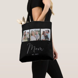 Moeder Gevestigd Schrift Zwart 3 Foto Tote Bag