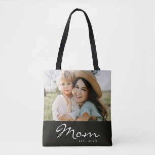 Moeder Gevestigd Schrift Zwarte Foto Tote Bag