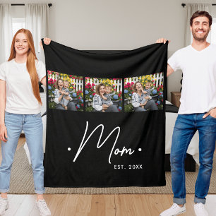 Moeder Gevestigd Script 3 Foto Zwart Fleece Deken