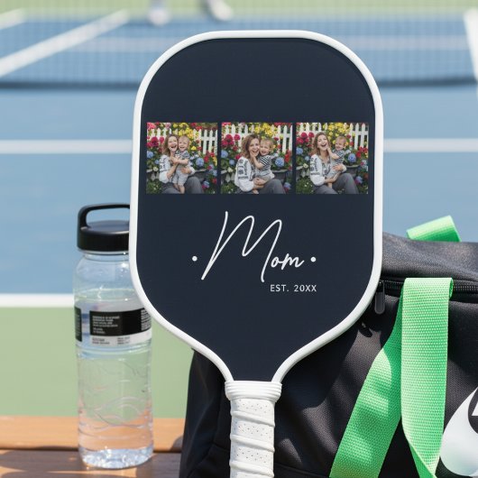 Moeder Gevestigd Script 3 Foto Zwart Pickleball Paddle
