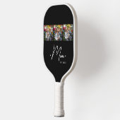 Moeder Gevestigd Script 3 Foto Zwart Pickleball Paddle (Links)