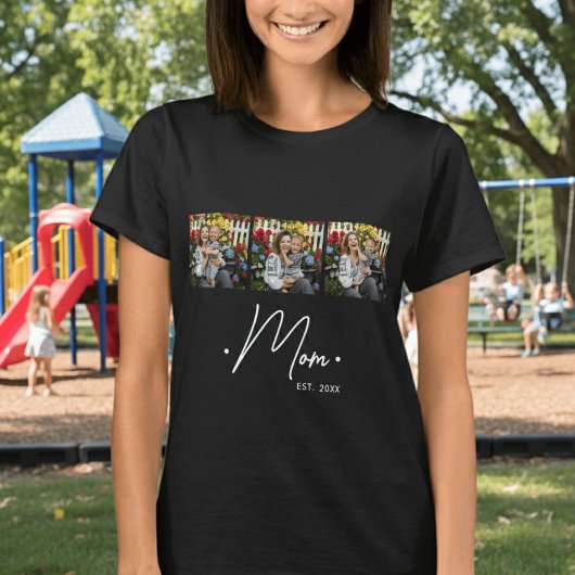 Moeder Gevestigd Script 3 Foto Zwart T-shirt