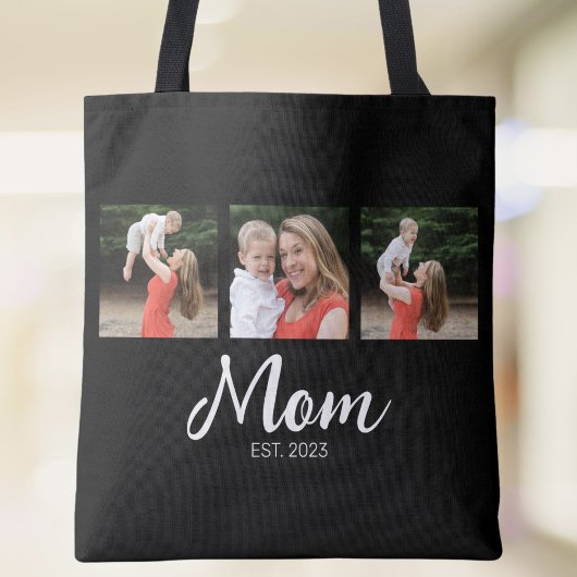 Moeder Gevestigd Script 3 Foto Zwart Tote Bag