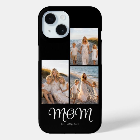 Moeder Gevestigd Script Black 3 Foto Case-Mate iPhone Case (Achterkant)