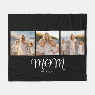 Moeder Gevestigd Script Black 3 Foto Fleece Deken