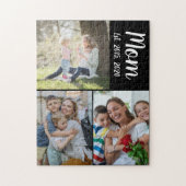 Moeder Gevestigd Script Black 3 Foto Legpuzzel (Verticaal)