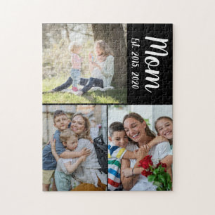 Moeder Gevestigd Script Black 3 Foto Legpuzzel