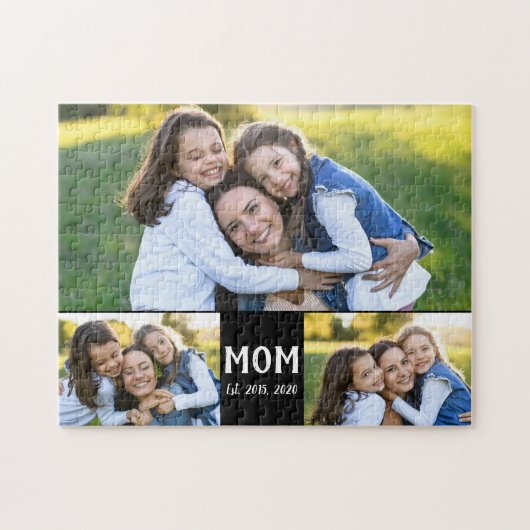 Moeder Gevestigd Script Black 3 Foto Legpuzzel (Horizontaal)