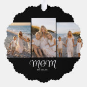 Moeder Gevestigd Script Black 3 Foto Ornament Kaart (Achterkant)