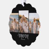 Moeder Gevestigd Script Black 3 Foto Ornament Kaart (Links)