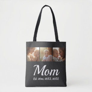 Moeder Gevestigd Script Black 3 Foto Tote Bag