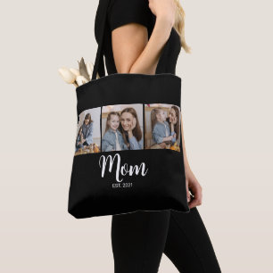 Moeder Gevestigd Script Black 3 Foto Tote Bag