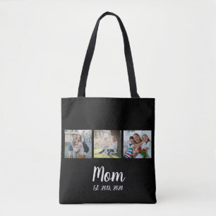 Moeder Gevestigd Script Black 3 Foto Tote Bag