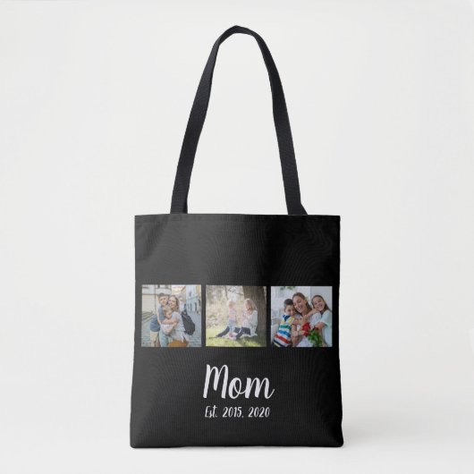 Moeder Gevestigd Script Black 3 Foto Tote Bag (Voorkant)