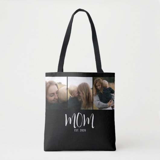 Moeder Gevestigd Script Black 3 Foto Tote Bag (Voorkant)