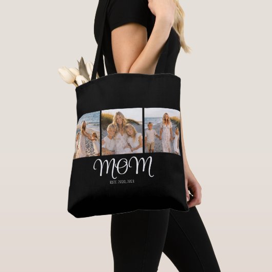 Moeder Gevestigd Script Black 3 Foto Tote Bag (Dichtbij)