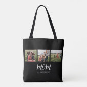 Moeder Gevestigd Script Black 3 Foto Tote Bag (Achterkant)