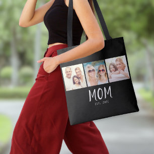 Moeder Gevestigd Script Black 3 Foto Tote Bag