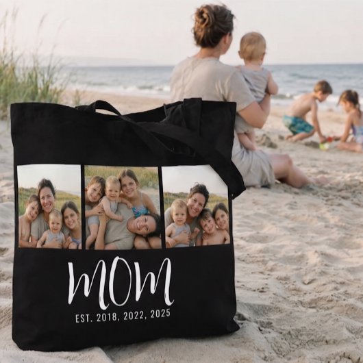 Moeder Gevestigd Script Black 3 Foto Tote Bag