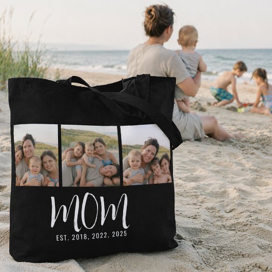 Moeder Gevestigd Script Black 3 Foto Tote Bag
