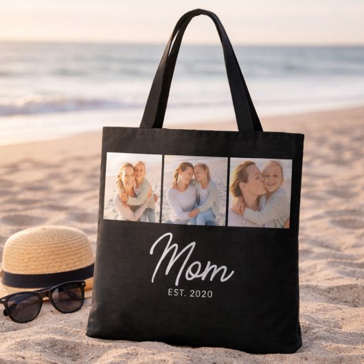 Moeder Gevestigd Script Black 3 Foto Tote Bag