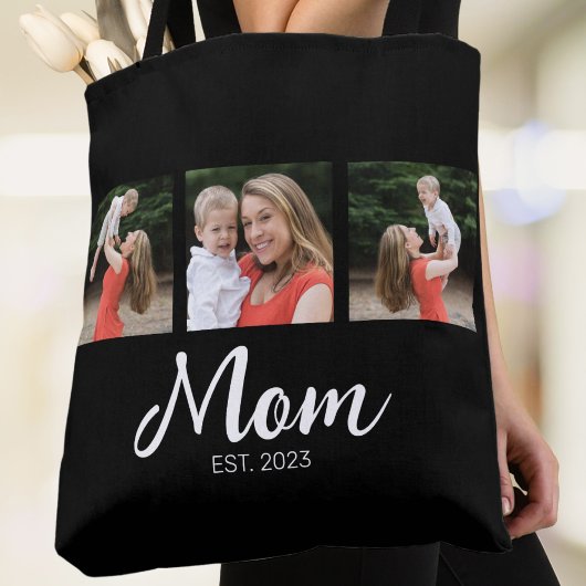 Moeder Gevestigd Script Black 3 Foto Tote Bag