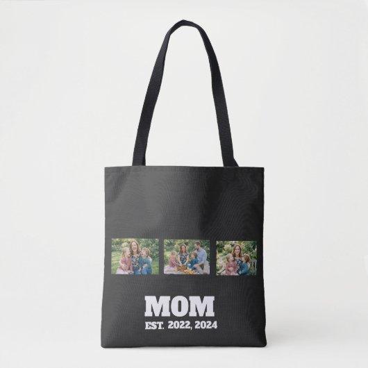 Moeder Gevestigd Script Black 3 Foto Tote Bag (Voorkant)