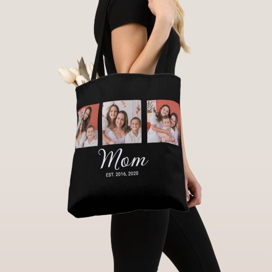 Moeder Gevestigd Script Black 3 Foto Tote Bag (Dichtbij)