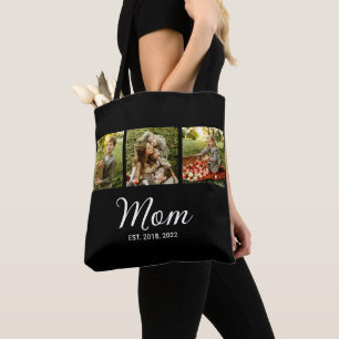 Moeder Gevestigd Script Black 3 Foto Tote Bag