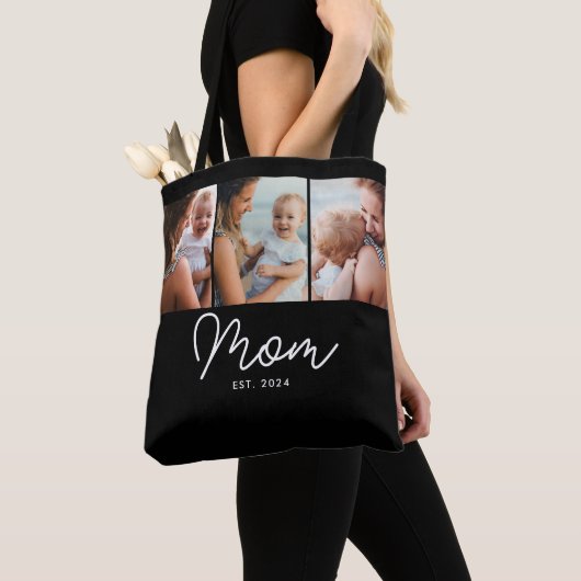 Moeder Gevestigd Script Black 3 Foto Tote Bag (Dichtbij)