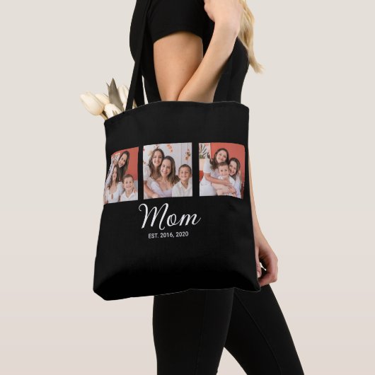 Moeder Gevestigd Script Black 3 Foto Tote Bag (Dichtbij)