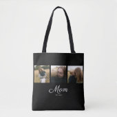 Moeder Gevestigd Script Black 3 Foto Tote Bag (Voorkant)