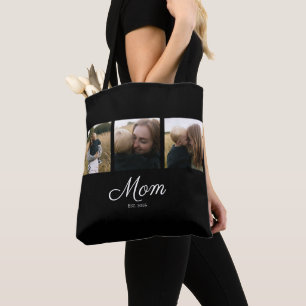 Moeder Gevestigd Script Black 3 Foto Tote Bag