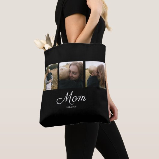 Moeder Gevestigd Script Black 3 Foto Tote Bag (Dichtbij)